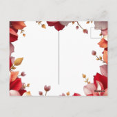 Rode Roze Romantische Bloemen Hart Krans Valentijn Briefkaart (Achterkant)