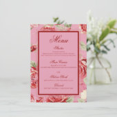 Rode Roze roos bloemachtige pioen bloem menu (Staand voorkant)