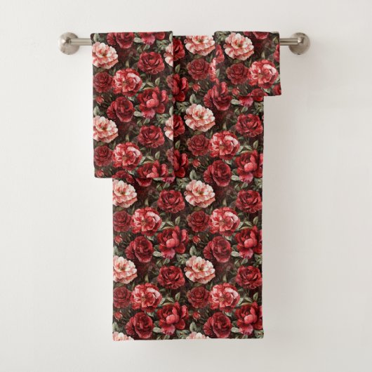 Rode Roze Roos Bloemen Bad Handdoek (Insitu)