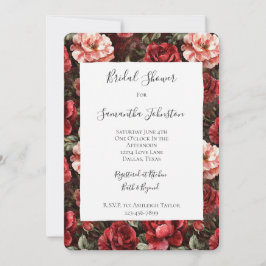 Rode Roze Roos Bloemen Bruidsdouche Kaart