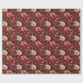 Rode Roze Roos Bloemen Bruidsfeest Cadeaupapier (Vlak)