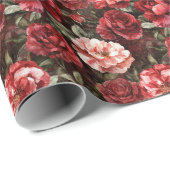 Rode Roze Roos Bloemen Bruidsfeest Cadeaupapier (Rol Hoek)