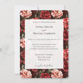 Rode Roze Roos Bloemen Bruiloft Kaart