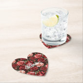 Rode Roze Roos Bloemen Kartonnen Onderzetters (Insitu)