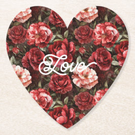 Rode Roze Roos Bloemen Kartonnen Onderzetters