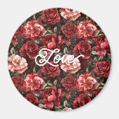 Rode Roze Roos Bloemen Magneet (Voorkant)