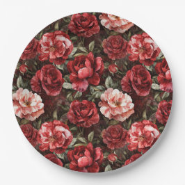 Rode Roze Roos Bloemen Papieren Bordje