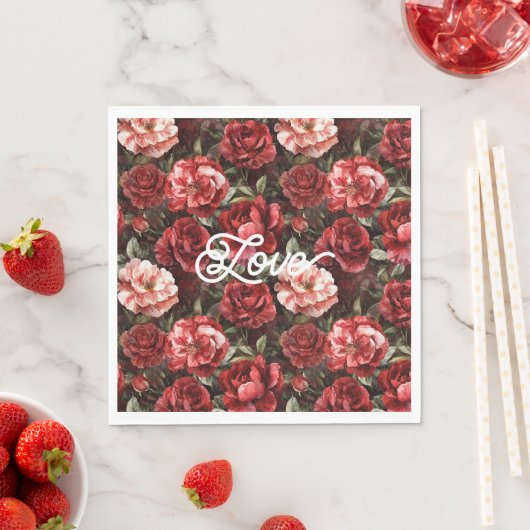 Rode Roze Roos Bloemen Servet (Insitu)