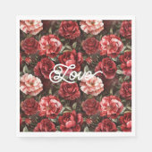 Rode Roze Roos Bloemen Servet (Voorkant)