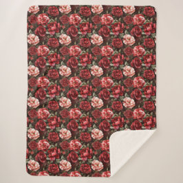 Rode Roze Roos Bloemen Sherpa Deken