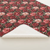 Rode Roze Roos Bloemen Sherpa Deken (3/4)