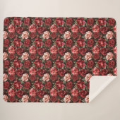 Rode Roze Roos Bloemen Sherpa Deken (Voorkant (horizontaal))