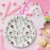 Rode Roze Roos Bloemig Papieren Bordje (Feest)