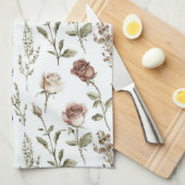 Rode Roze Roos Bloemig Theedoek (Quarter Fold)