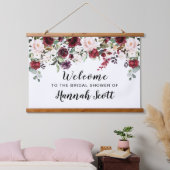 Rode Roze Roos Bloemige Bruidsmeisjes Ontvangst Hangend Wandkleed (Slaapkamer)