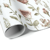 Rode Roze Roos Bloemige Verjaardag Cadeaupapier (Rol Hoek)