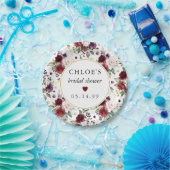 Rode Roze Roos Bloemrijke Bruidsdouche Papieren Bordje (Feest)