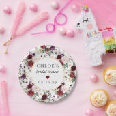 Rode Roze Roos Bloemrijke Bruidsmeisjes Bruiloft Papieren Bordje (Feest)