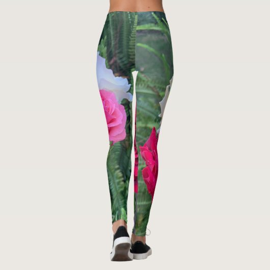 Rode roze roos Leggings (Achterkant)