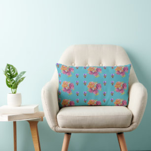 Rode Roze Roos Shabby Chic Teal Aqua Bloem Bloem Kussen