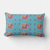 Rode Roze Roos Shabby Chic Teal Aqua Bloem Bloem Kussen (Voorkant)