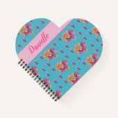 Rode Roze Roos Shabby Chic Teal Aqua Bloem Bloem Notitieboek (Voorkant)