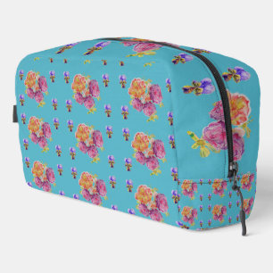 Rode Roze Roos Shabby Chic Teal Aqua Bloem Bloem Toilettasje