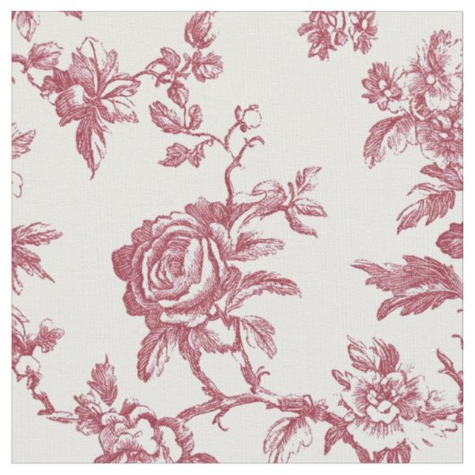 Rode Roze Roos Tak Toile Stof (Close Up)