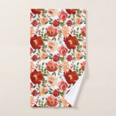 Rode roze Roses Poppies Trendy Girly Bad Handdoek (Handdoek)