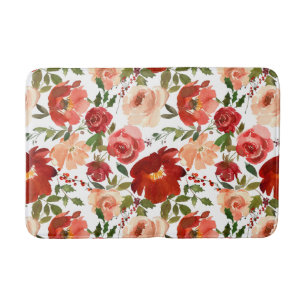 Rode roze Roses Poppies Trendy Girly Badmat