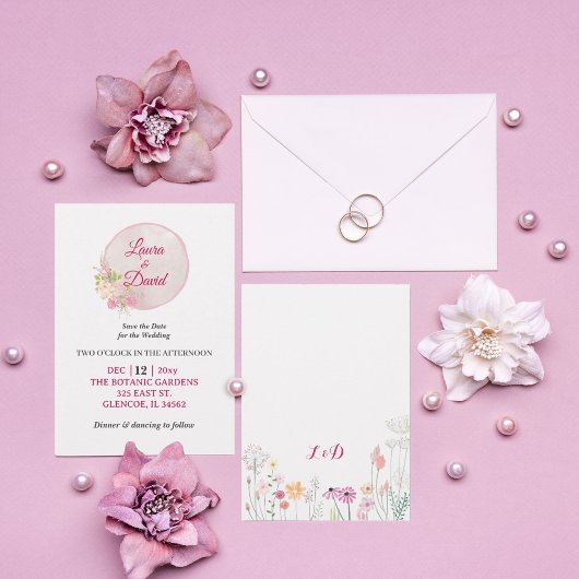 Rode roze Roses Wreath Wedding Kaart