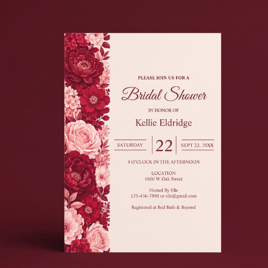 Rode Roze Roze Bruidsdouche Kaart