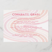 Rode Roze Roze Goud Folie Afstudeer Uitnodiging (Achterkant)