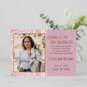 Rode Roze Roze Goud Folie Afstudeer Uitnodiging (Staand Voorkant)