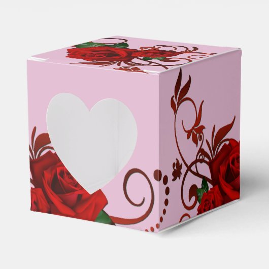Rode roze roze roze hartenvanger bedankdoosjes (Voorkant Zijde)