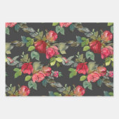 Rode roze rozen Berries Greenery Waterverf Floral Inpakpapier Vel (Voorkant 3)