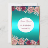 Rode roze rozen Blauwgroen Groene Witte Dag Partij Kaart (Achterkant)