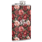 Rode Roze Rozen Bloemen Heupfles (Rechts)