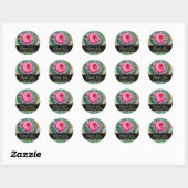 RODE ROZE ROZEN EN BLAUWE BLOEMEN Dank u Ronde Sticker (Vel)