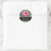 RODE ROZE ROZEN EN BLAUWE BLOEMEN Dank u Ronde Sticker (Tas)