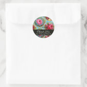 RODE ROZE ROZEN EN BLAUWE BLOEMEN Dank u Ronde Sticker (Tas)