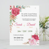 Rode roze rozen Floral Elegant joods huwelijk (Staand voorkant)