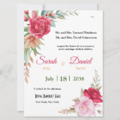 Rode roze rozen Floral Elegant joods huwelijk (Voorkant)