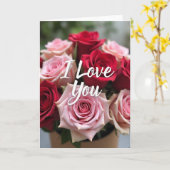 Rode Roze Rozen Ik Hou Van Jou Kaart (Gele Bloem)
