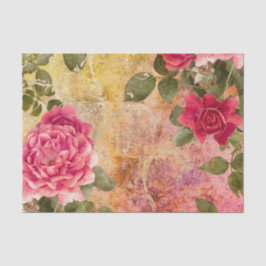  rode roze rozen met Gold Damask Tissuepapier