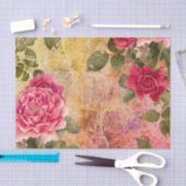  rode roze rozen met Gold Damask Tissuepapier (Craft)