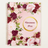 Rode & Roze Rozen met Gouden Naam Frame Persoonlij Planner (Voorkant)