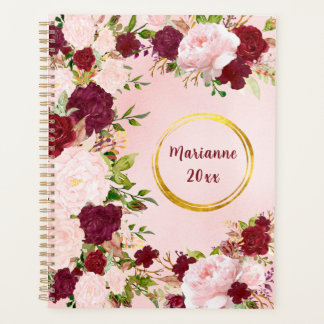Rode & Roze Rozen met Gouden Naam Frame Persoonlij Planner