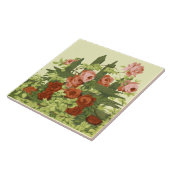 Rode & Roze Rozen op Picket Fence Trellis Frieze Tegeltje (Zijkant)