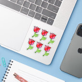 Rode Roze Rozen Stickers (Laptop met iPhone)